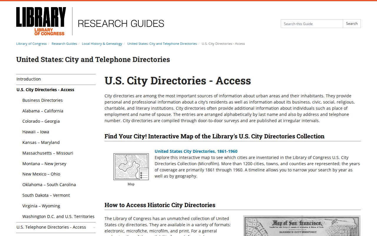 Smyrna city directory Library of Congress historical directory research guide