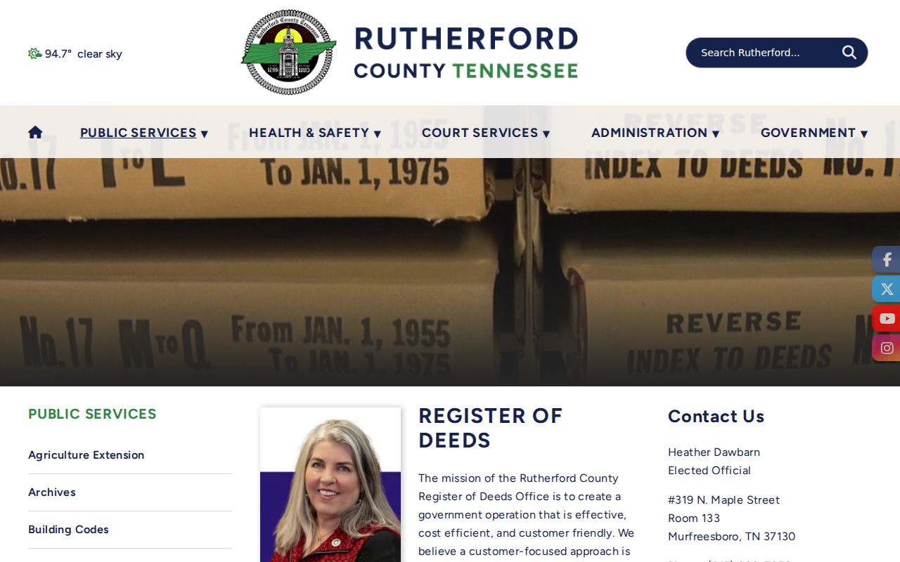 Smyrna residents directory Rutherford County Register of Deeds page
