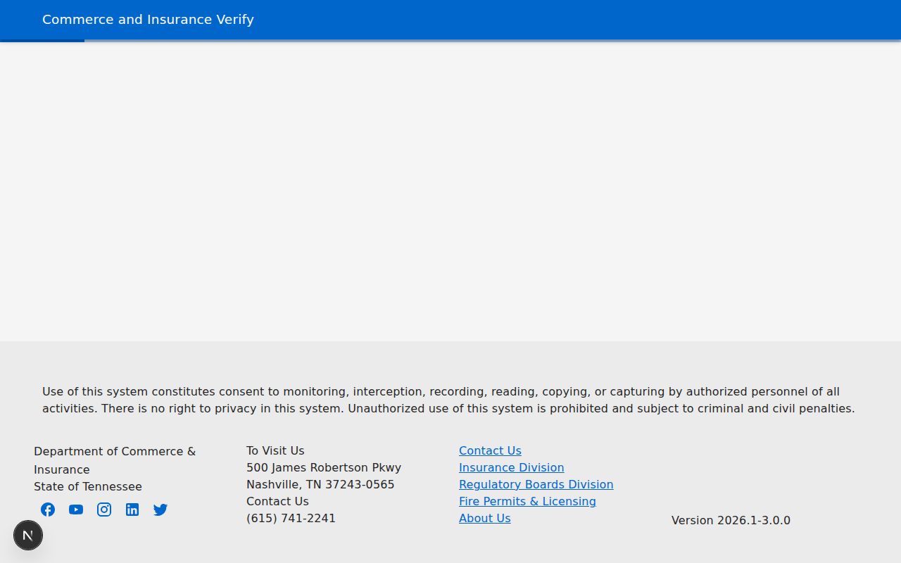 Smyrna resident lookup screen for Tennessee professional license verification